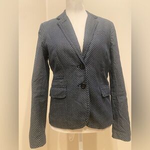 J. Crew Schoolboy Navy& White Polka Dot Blazer, double buttons, pockets, Size 0